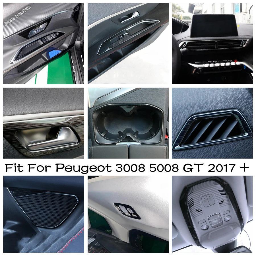 

Water Cup Panel / Glove Box Sequins / Dashboard Air AC Vents Outlet Cover Trim Accessories For Peugeot 3008 5008 GT 2017 - 2023