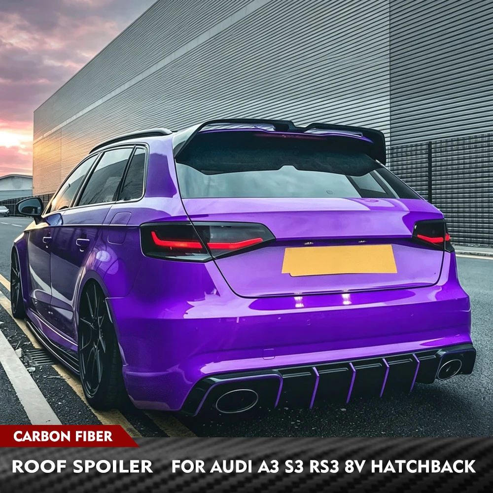 

For Audi S3 RS3 A3 Type 8V Sline Hatchback 2014-2018 Not fit 2 Door Carbon Fiber Car Rear Roof Spoiler Window Extention Lip