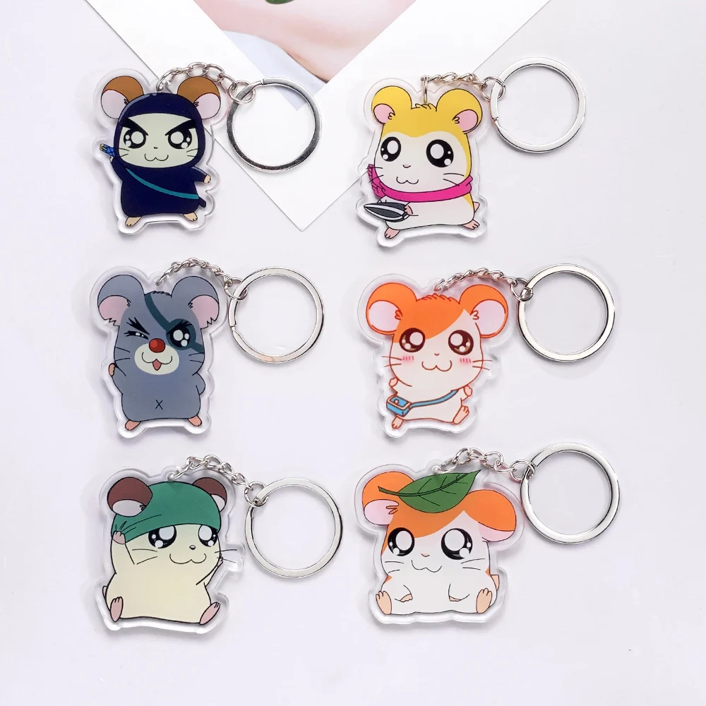 Anime Hamtaro Ribon lindo llavero accesorios acrílico clásicos divertido bolso encanto mochila colgante creativo llavero regalos para Fans