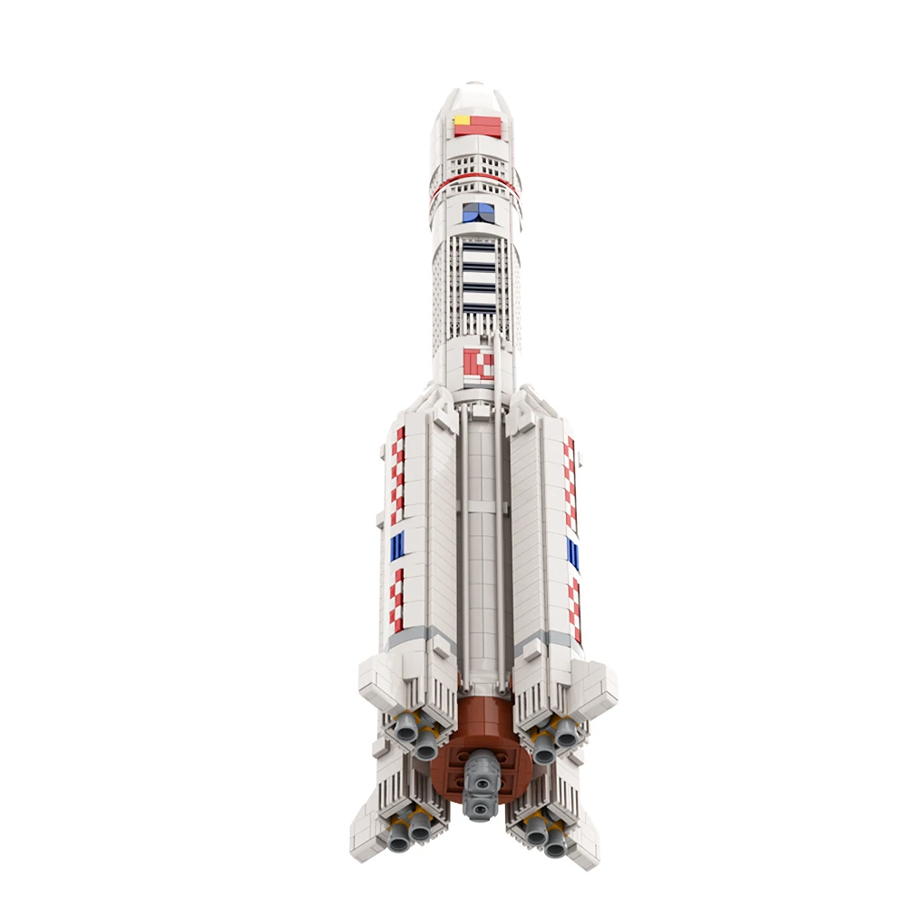 Gobricks MOC Space 1:110 ยาวมีนาคม 5 Rocket Launching Building Block ชุดอวกาศการสํารวจดาวเทียมอิฐของเล่นเด็กของขวัญ