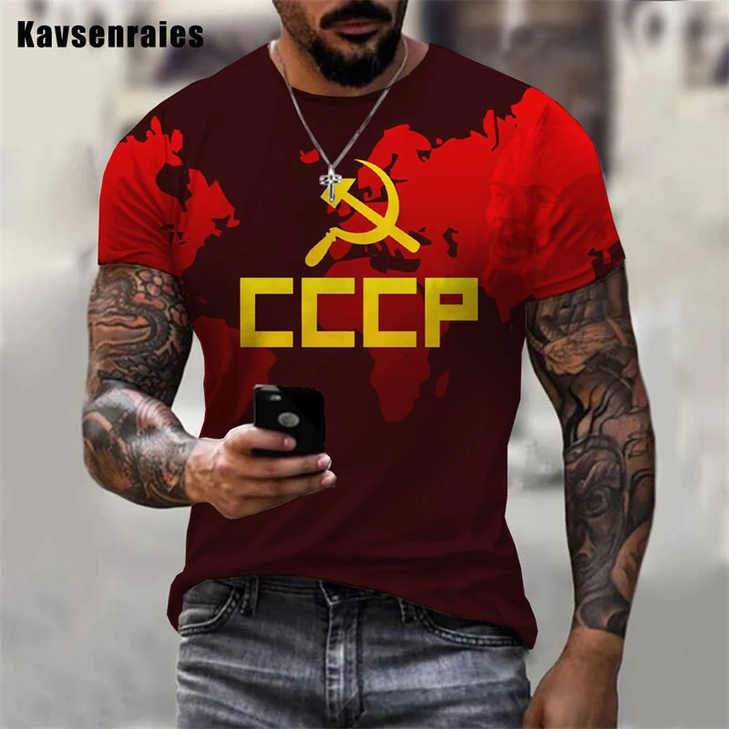 Russia CCCP 3D Printed TShirts For Men Women Clothing USSR Soviet Union Man Short Sleeve Tshirt Moscow Mens Tees Oversized Tops