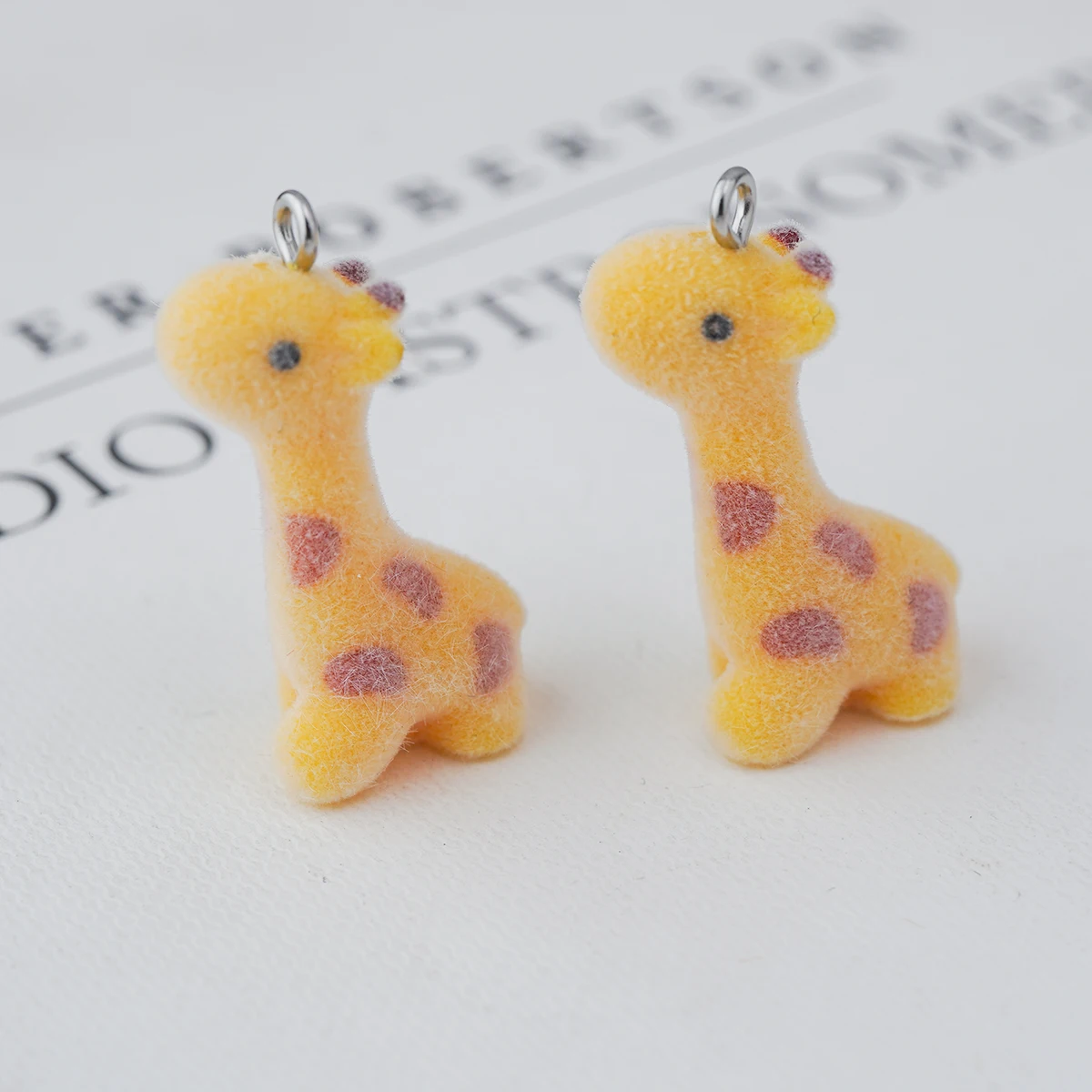 20pcs Cartoon Flocking Resin Animal Charms Cute Plush Doll Pendants For Necklaces Keychains Making DIY Jewelry Accessories