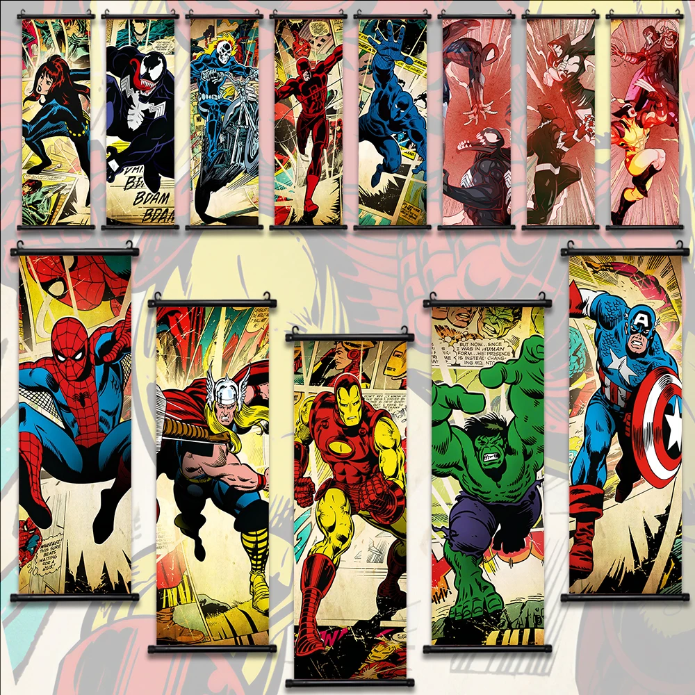 

Silver Age Marvel Wallpaper Wall Artwork Canvas Painting Print Decor Home Decoration The Avengers Art Gift Hanging Scroll Poster