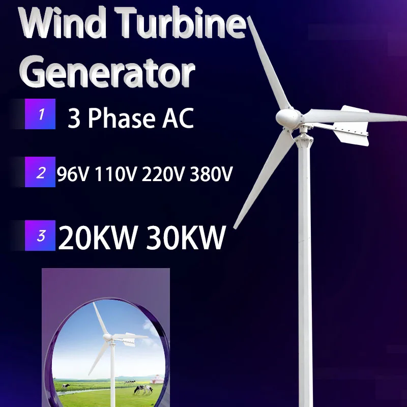 

20KW 30KW Wind Turbine Generator 110V 220V Free Energy Horizontal Magnetic Dynamo Strong Power 220v Inverter DC Output For Home