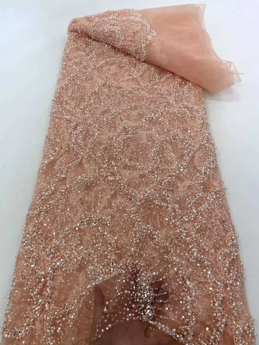 럭셔리 아프리카 스팽글 비즈 레이스 원단 2025 고품질 신랑 나이지리아 웨딩 신부 자수 프랑스 튤 바느질