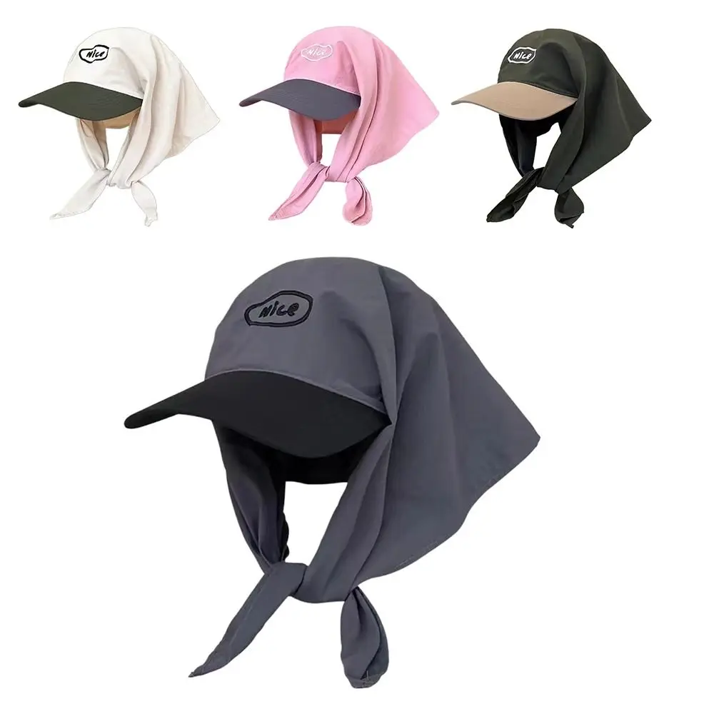 

UV Protection Headscarf Hat Fashion Wide Brim Quick-drying Scarf Visor Hat Breathable Cotton Baseball Cap Summer