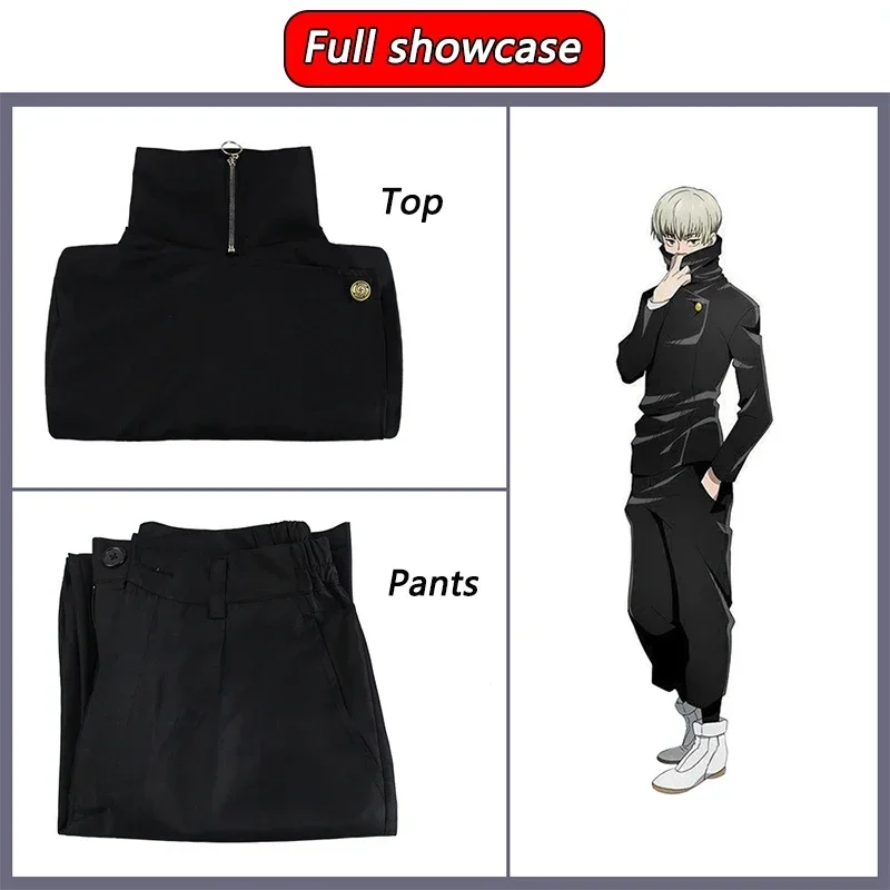 Inumaki Toge Cosplay Anime Jujutsu Kaisen Toge Inumaki Costume Cosplay Parrucca Top Pantaloni Uniforme scolastica Uomo Donna Costumi di Halloween