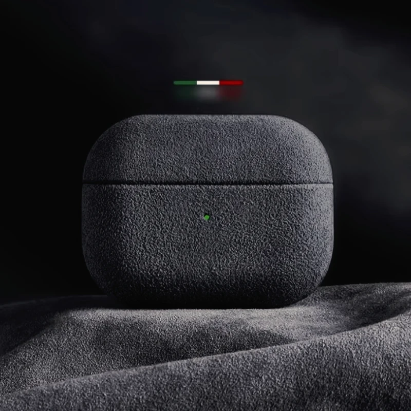 NONE Italienische Wildlederhülle für Airpods Pro 2, für Airpods Pro 3, Airpods 4 3, luxuriöse Kunstleder-All-Inclusive-Hülle 6