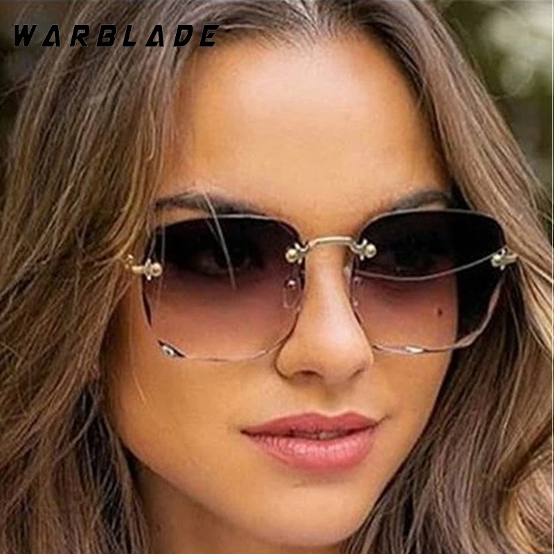 

Fashion Frameless Cut Edge Sunglass Men Summer Metal Women's Multi-color Designer Lenses Summer Traveling Driving Shades UV400