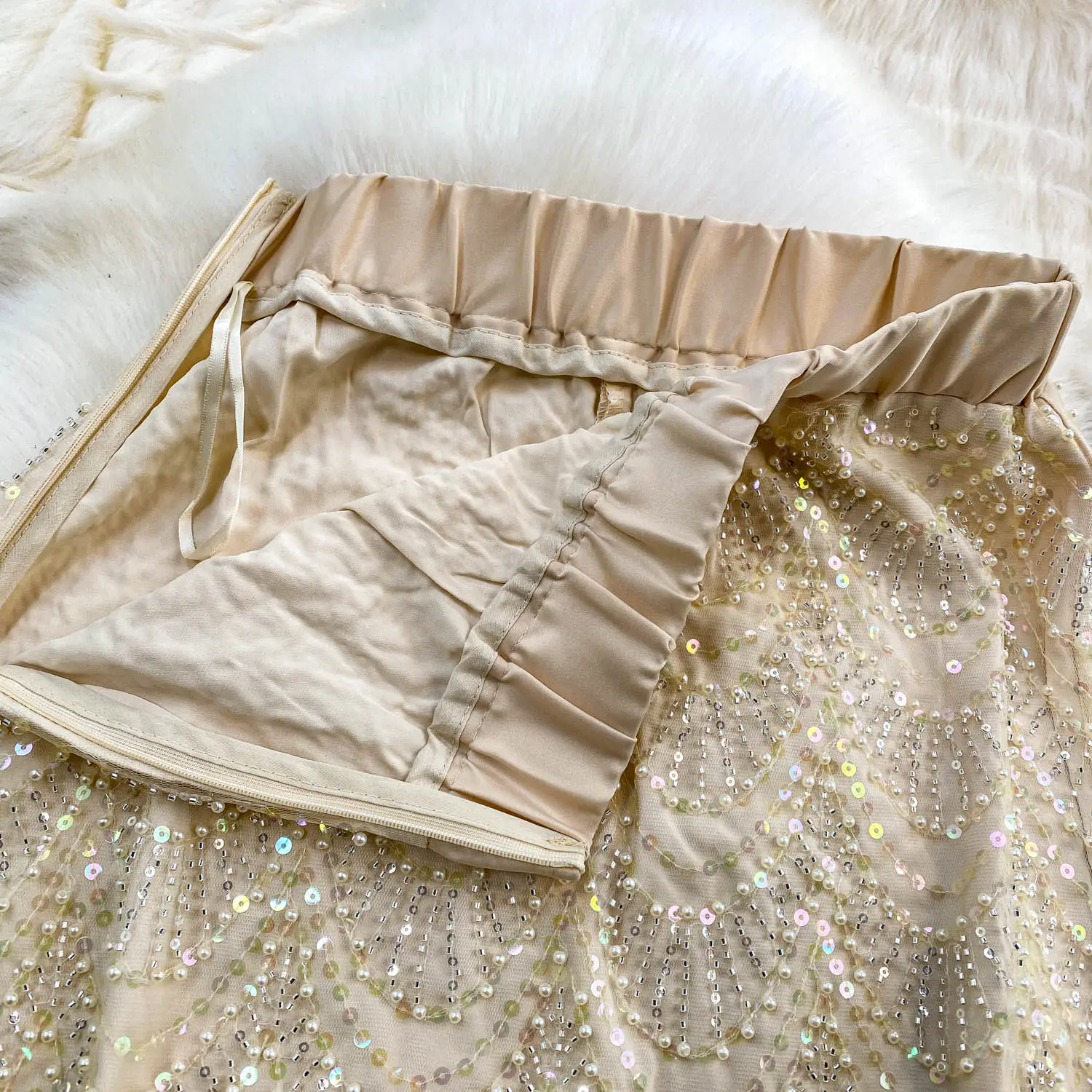 Elegant Chic sequin Skirt Elastic High Waist Korean Fashion pencil Skirt office lady Women Clothing