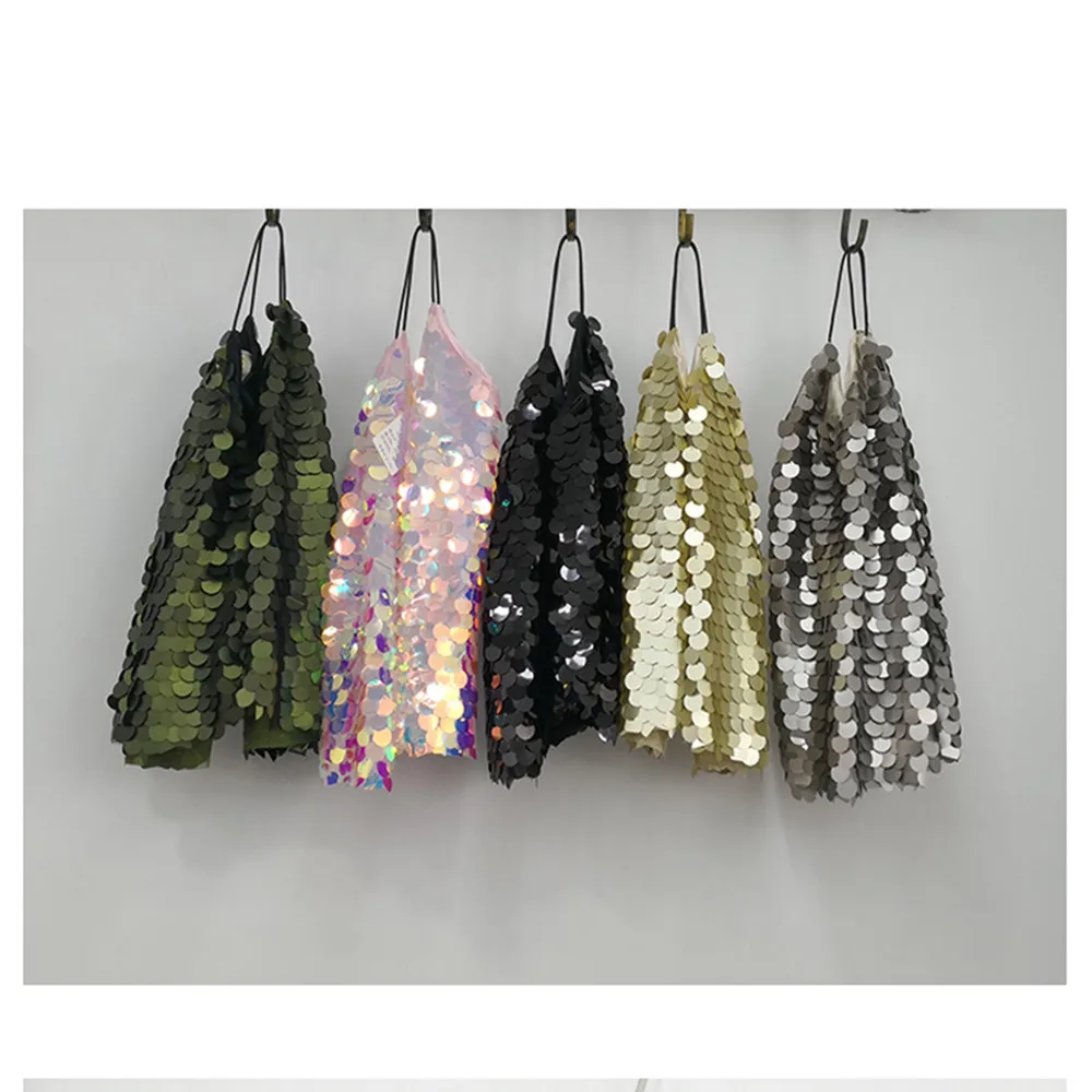 Moda New Glitter paillettes Slim Sexy scollo a v Halter TopWomen Stage Performance Performance abbigliamento Y2k estate 2024