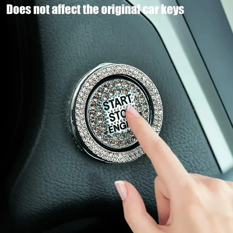 Car Start Switch Button Sticker Auto strass Ring Circle trim Cover protettiva Car Interior Start Switch decalcomania decorativa