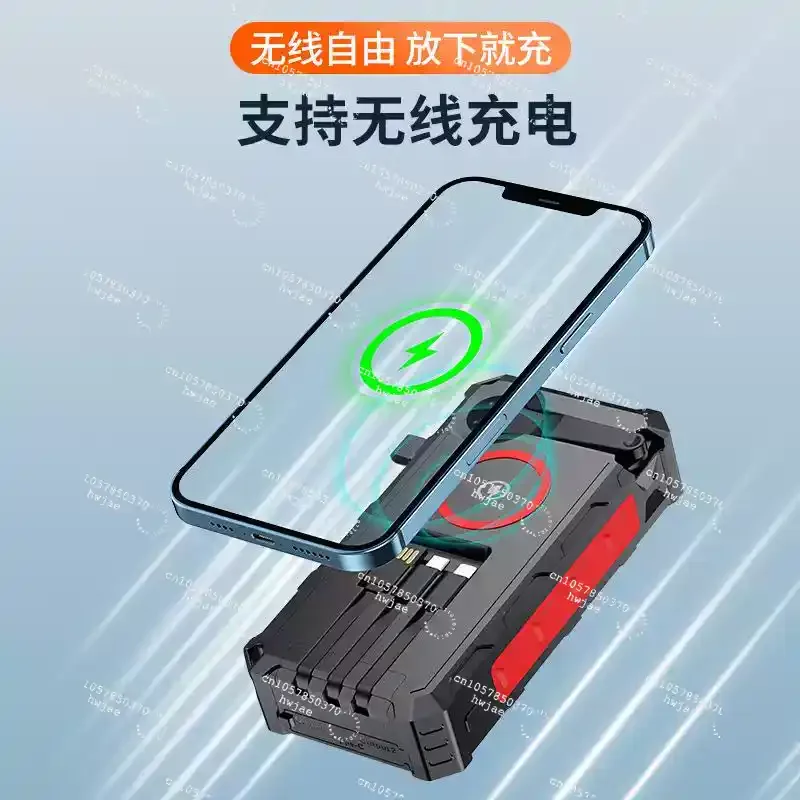 Hand Crank Solar Power Bank 20000mAh with 4 Solar Panel Wireless Charger Powerbank for iPhone 15  Xiaomi Poverbank