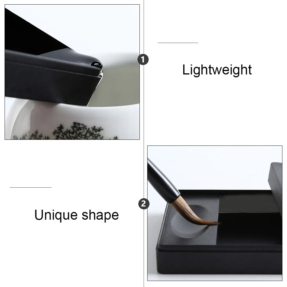 

2 pcs Leak Proof Ink Container Black Portable Calligraphy Supply Pad for Painting Accessories Students Teacher Practice iental