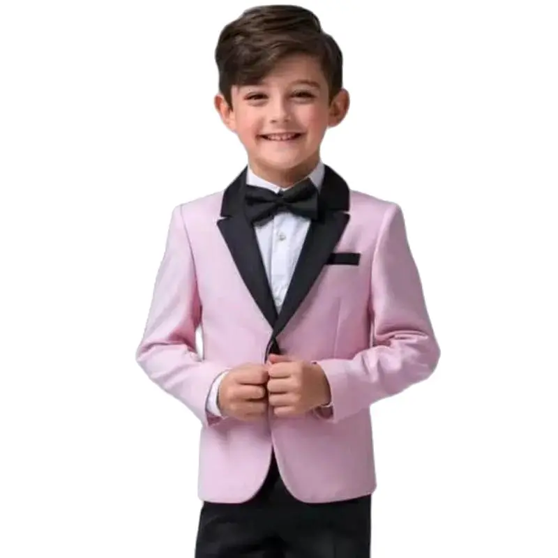 Custom Made Boys Suits 2 Piece Jacket Pants Outfits Single Breasted Black Notch Lapel Formal Clildren Clothing For Wedding Party