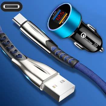 QC 3.0 hızlı telefon şarj çift USB hızlı şarj araba şarjı için OPPO A72 aa74 A95 A94 A96 5G Realme 9 8 7 6 5 Pro USB C kablo