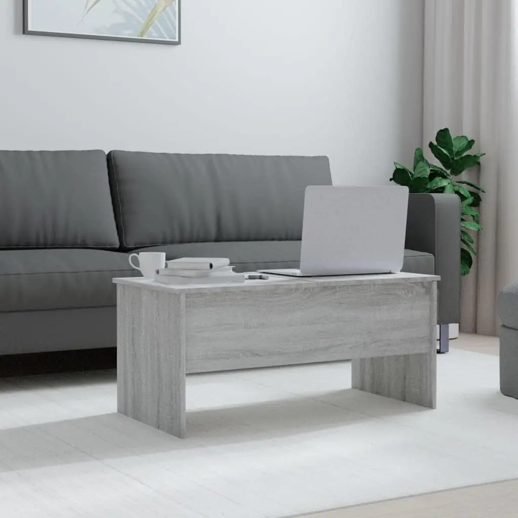 Coffee Table Gray Sonoma 40.2""X19.9""X18.3"" Engineered Wood, End Tables, Living Table, Center Tables For Living Room, Living
