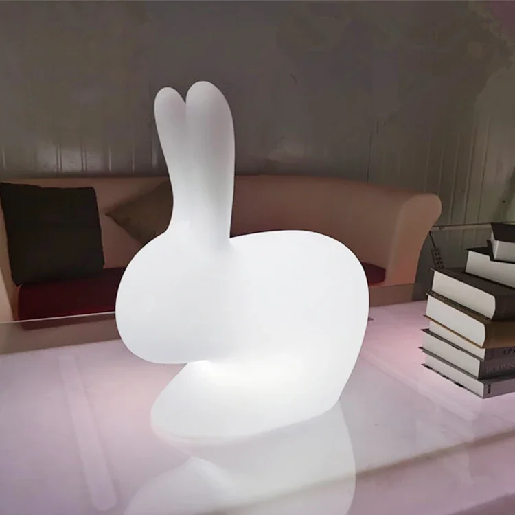 Rechargeable Plastic Rabbit Desk Lamp Decoration Lamp Bunny Night Light with USB charge for Garden Home Bedroom Party wedding