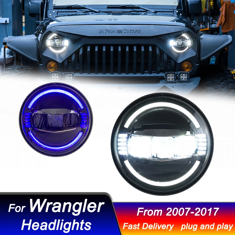 Car styling Headlights For Jeep Wrangler 2007-2017 blue start full LED DRL Dynamic Signal Lamp Head Lamp Front light Assembly