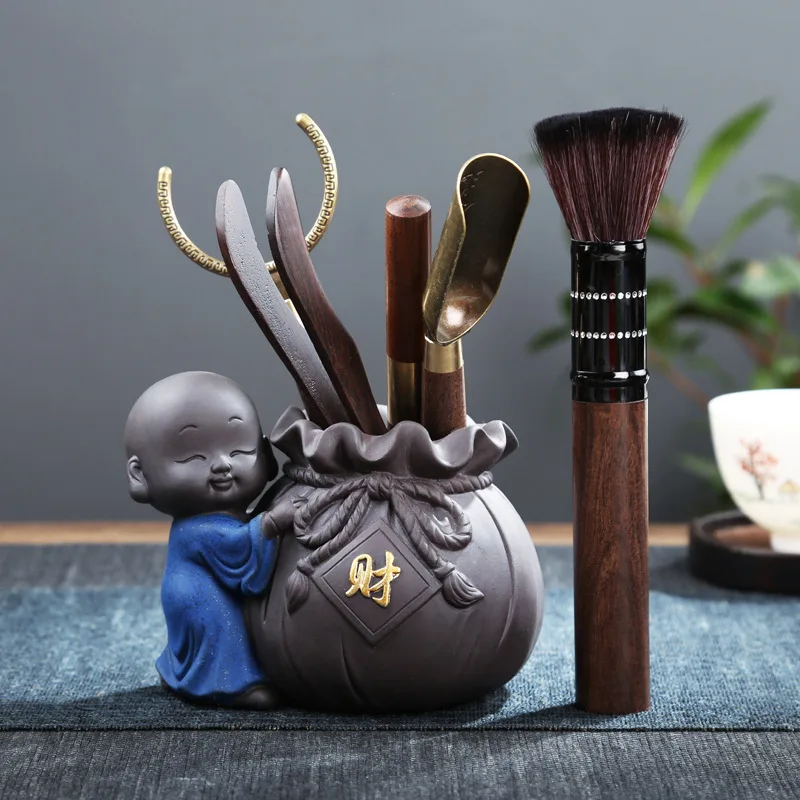 

Zen Tea Ceremony Accessories Six Gentlemen Set Kung Fu Tea Set Purple Sand Ebony Wood Accessories Factory Direct Supply