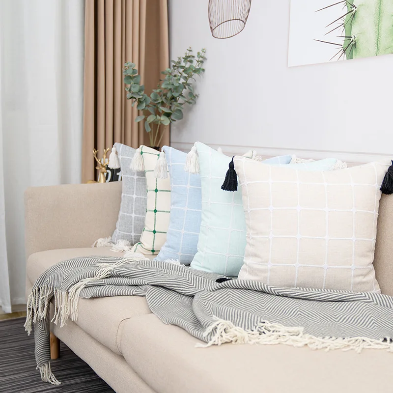 

Fashionable Grid Pillowcase, Minimalist Modern Sofa, Bedroom, Minimalist Fabric Decoration, Trendy Cushion Cover 45x45