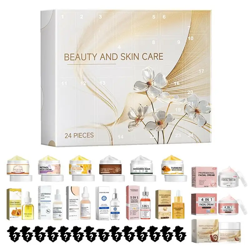 Christmas Skincare Advent Calendar Set 24 Days Countdown To Christmas Skincare and Cosmetic Gift Box For Holiday Parties