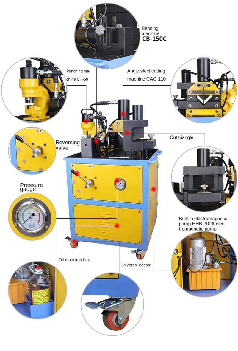 Multifunctional Hydraulic Flange  Steel Angle Iron Processing Machine Four-in-one Punching  Triangle Machine Folding Angle Iron