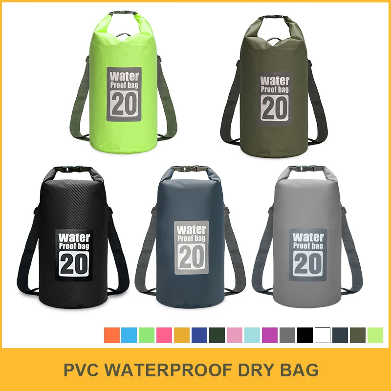 PVC Waterproof Dry Bag Double Shoulder Outdoor Sport Bag for Trekking Floating Sailing Canoing Boating Swimming Storage Backpack