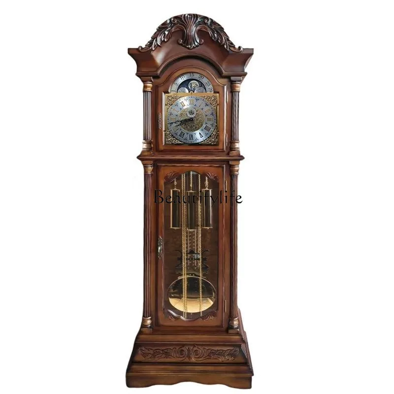 

German Helmler mechanical movement vertical clock retro solid wood vertical clock