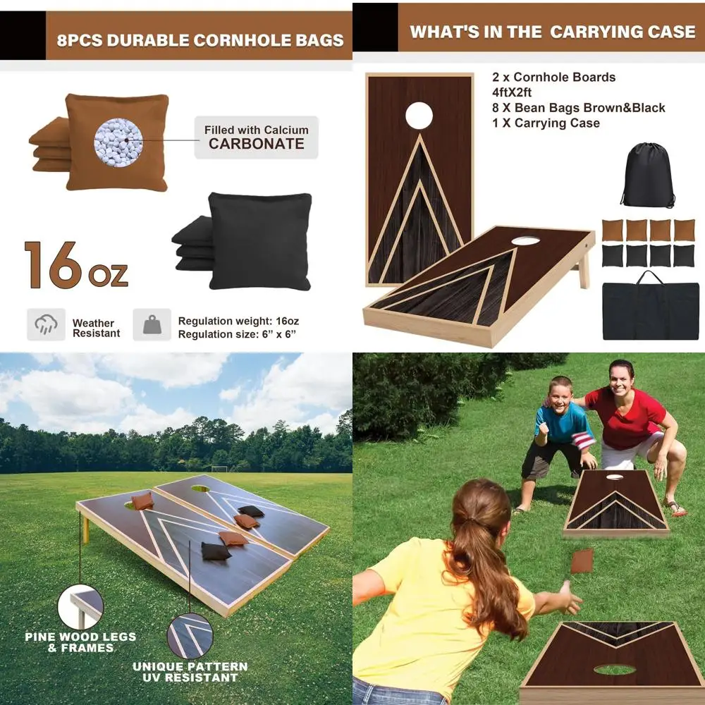 

Набор досок Cornhole Boards — игровой набор из цельного дерева 4x2/3x2 фута с 8 мешками для фасоли и 2 досками Cornhole — идеальный f
