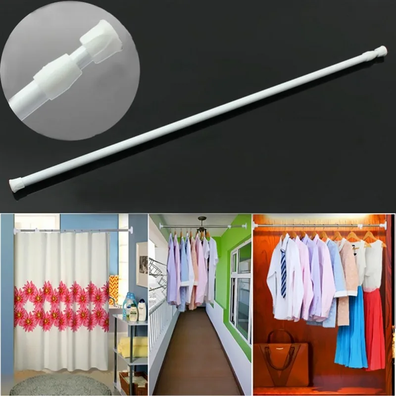 1pc Household Curtains Non-Punching Small White Rod Telescopic Multi-Functional Door Curtain Rod Shower Curtain