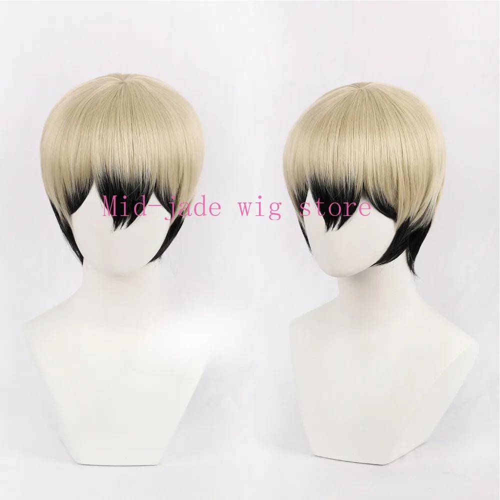 Anime Naoya Zenin Cosplay Wig Black Gold Gradient Synthetic Hair Realistic Scalp for Convention Performance Costume