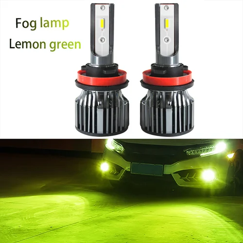 Imagen 2 del producto 60W Limón Verde H7 LED Luz de coche Hb3 Hb4 LED Turbo FogLamp H8 H11 Bombillas de faros 9005 9006 Lámparas de automóvil Faros de color lima Luz antiniebla