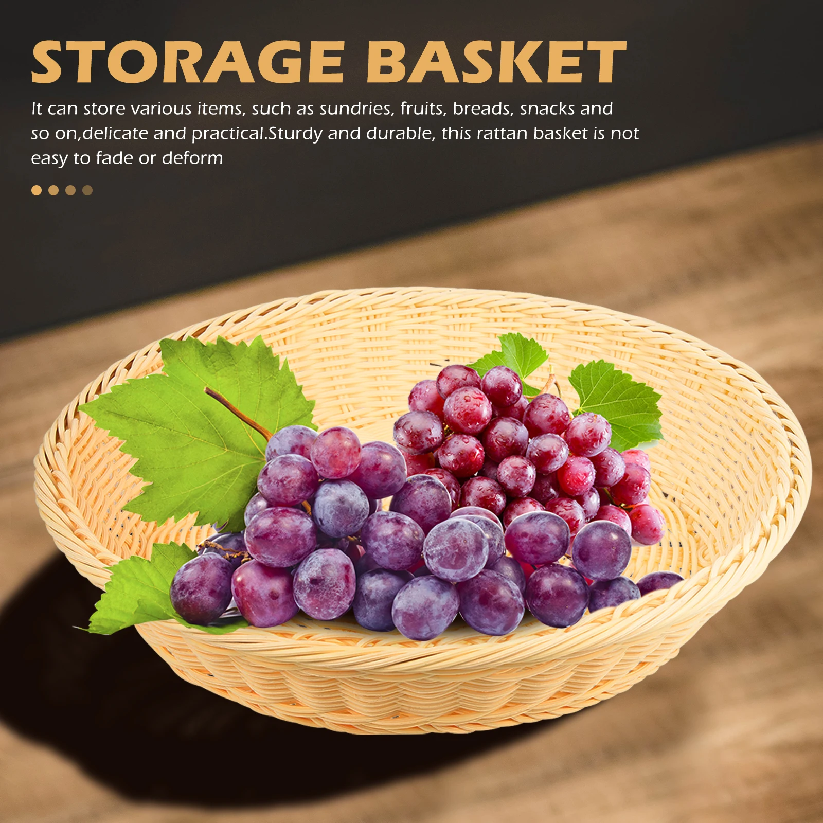

Bread Basket Large Capacity Woven Plastic Rattan PP Imitation Teng Food Storage Container Fruit Serving Kitchen Accessories