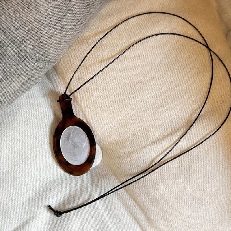 جديد ريترو ليوبارد طباعة قلادة حبل أسود سلسلة سترة طويلة للنساء