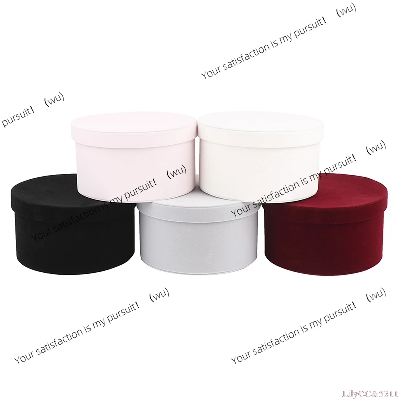 

ZOCI-1PC Round Velvet Flower Boxes Gift Packaging For Decoration Wedding Candy Box