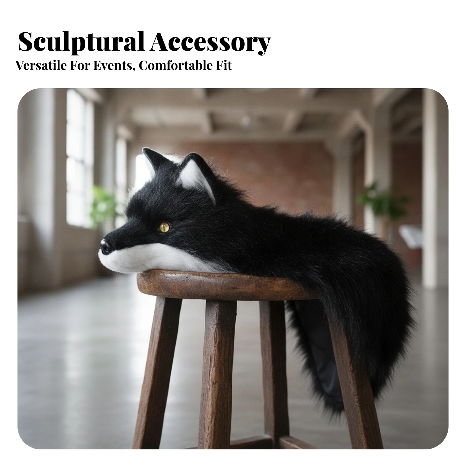 Costume Accessory Soft Faux-Fiber Canine Shoulder Wrap Furry Dog Shoulder Drape with Tail for Cosplayers, Conventions