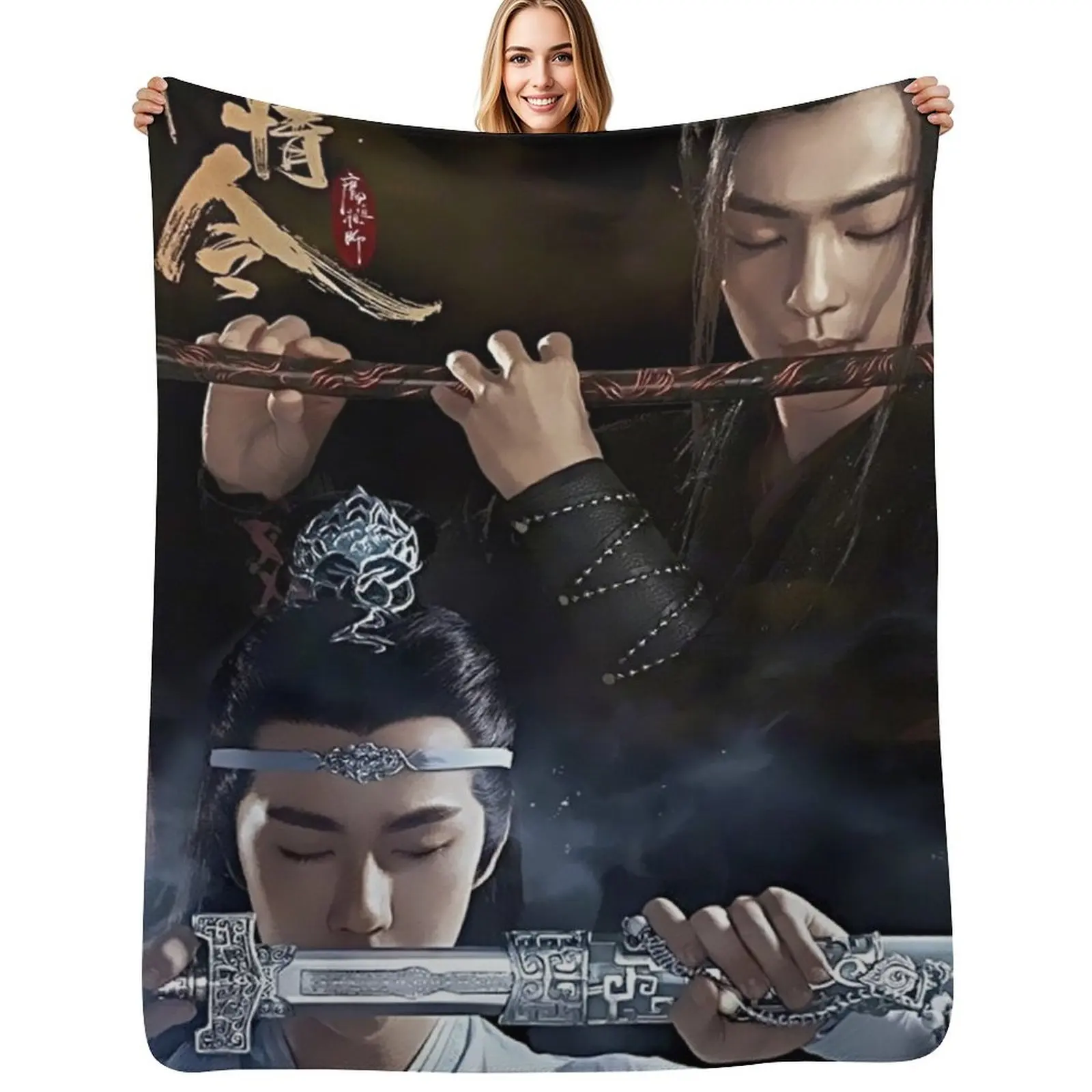 Grandmaster of Demonic Cultivation Throw Blanket Flannels Personalized Gift Fashion Sofas Flannel Warm Soft Plaid Blankets