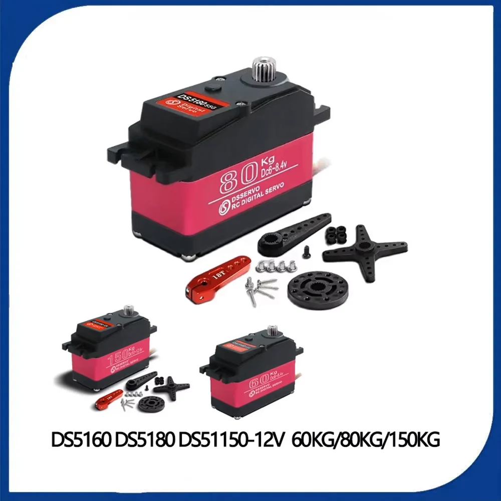 

Dsservo DS5160 DS5180 DS51150-12V 60Kg 80Kg 150Kg Digital Servo Waterproof for 1/5 Redcat HPI Baja 5B SS RC Car Robot Replace