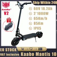 EU Stock Original Kaabo Mantis 10 Plus V2 Electric Scooter 2000W Dual Motor 60km/h Speed 90km Range Kickscooter with Headlight