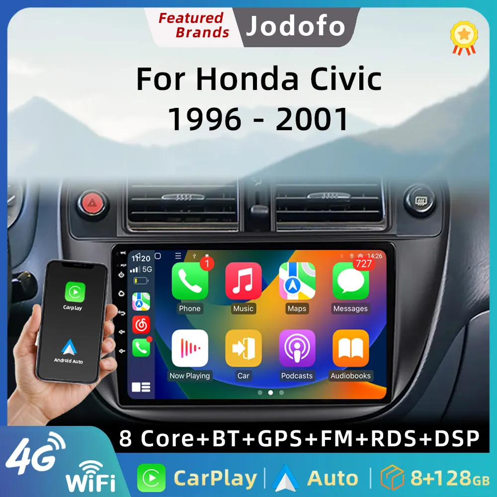 

Jodofo Pro 2 din Android 13 Stereo Car Radio Multimedia Vedio Player For Honda Civic 1996-2001 Autoradio GPS CarPlay Stereo