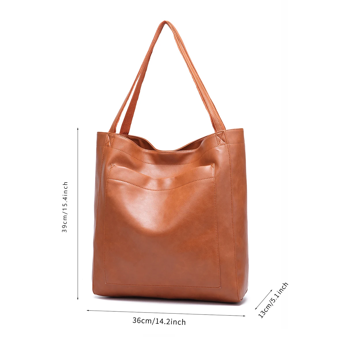 Oil wax pattern soft leather retro vertical Tote bag for women