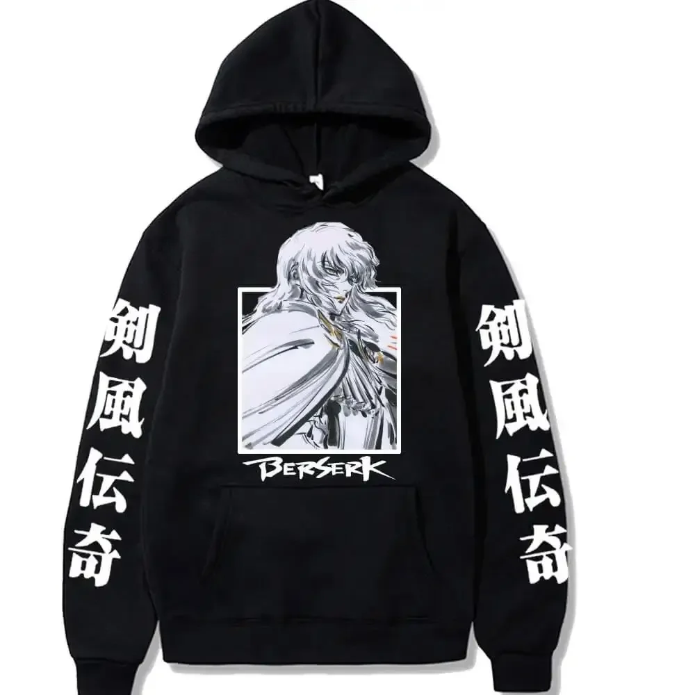 Anime Berserk Griffith Print Sweatshirt Men Women Long Sleeve Comfortable Soft Oversized Streetwear Japanese Manga Hoodies