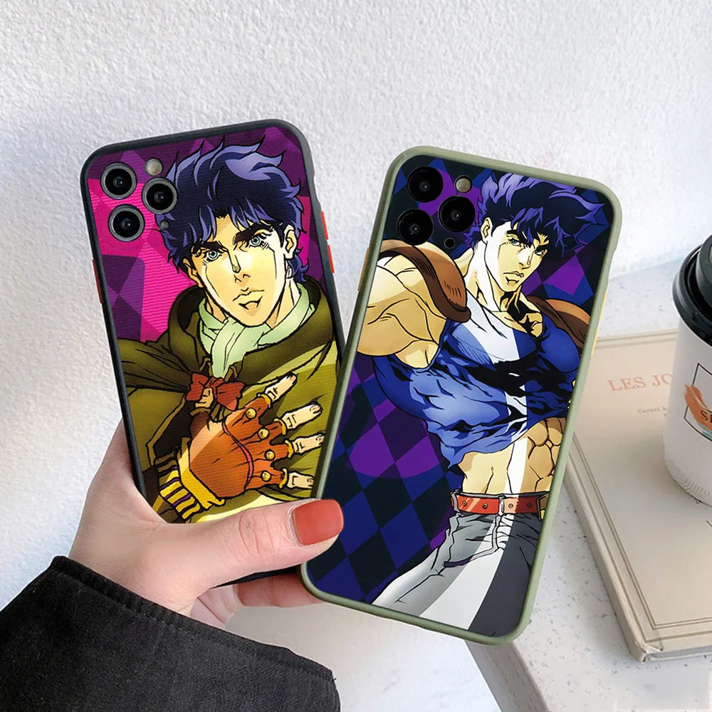 Phone Case For iphone 16 15 14 Pro Max 7 8Plus 11 12 13 Mini XR XSMax 16Pro 15Plus JOJO Jonathan Joestar Matte Translucent Cover