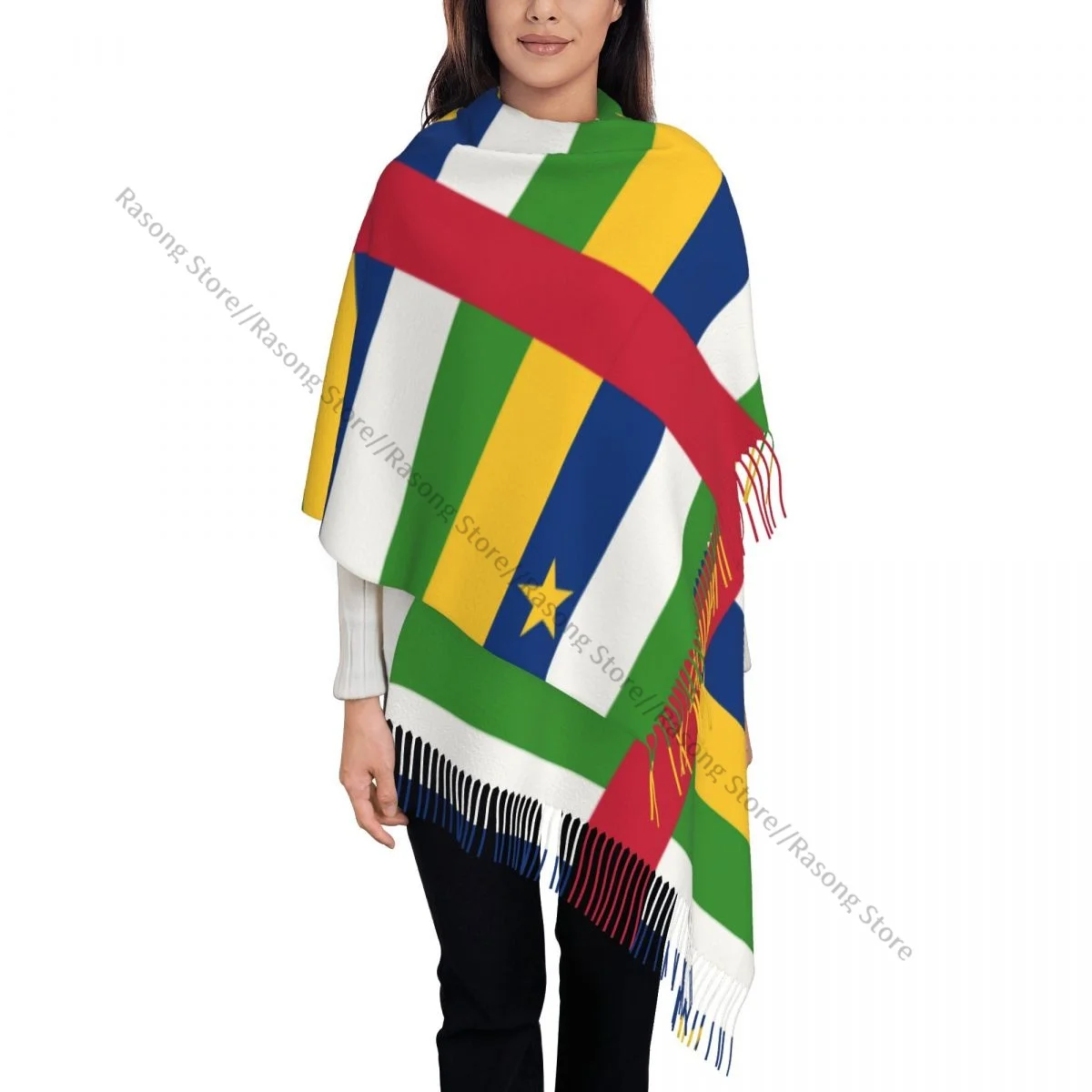 

Flag Of The Central African Republic Winter Scarf Shawls Wrap Women Men Warm Bufanda Tassel Scarves