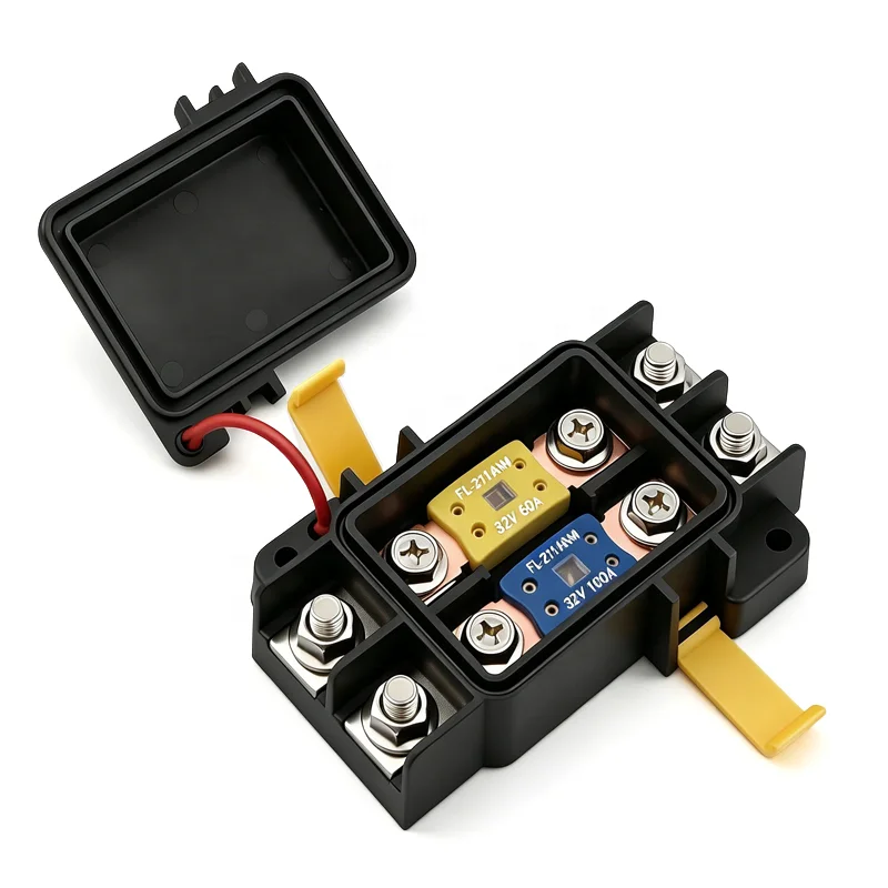 Blue Sea Auto Waterproof 2 Way Fuse Box Mega AMG ANM Blade 12-32V DC Circuit Block With Transparent Cover for Car Marine Boat RV