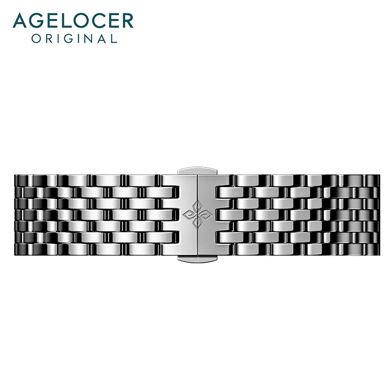 AGELOCER Original Brand 20mm 7-pieces Link Steel Strap 18mm Bracelet Fashion Strap 316L Stainless Steel Watch Strap