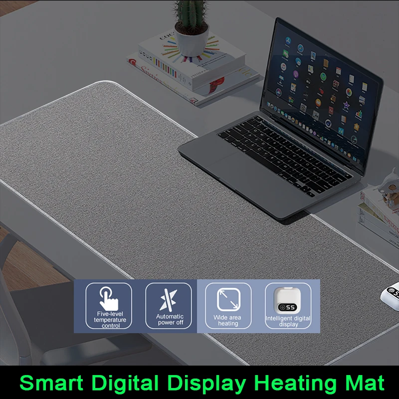 

Electric Heat Mouse Pad with Smart Digital Display Switch Five-Level Temperature Control Office Desktop Heating Pad Winter Gifts