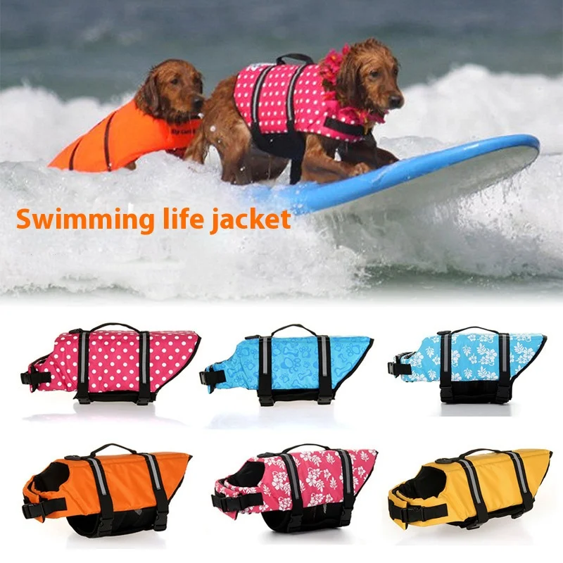 

Summer Dog Life Jacket Reflective Adjustable Large Dogs Swimwear Safety Vest Surfing Sailboat Enhanced Buoyancy Pet Lifejackets