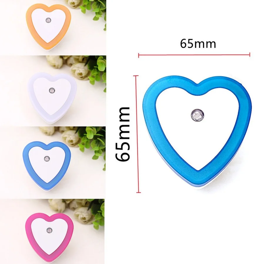 Mini LED Night Light Lamp Bulbs Mini Heart Nightlight Smart Light Sensor EU US Plug 110V-240V Universal Room Home Corridor